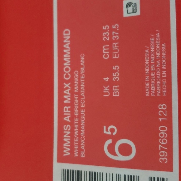 New Nike Womens Air Max Command White Orange Sneakers Size 6.5 Casual Streetwear - Picture 9 of 9